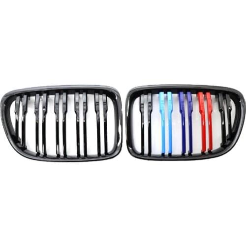 Car grille double slats bright black wear-resistant front bumper kidney grille suitable for BMW E84 10-15 M style Racing Grills