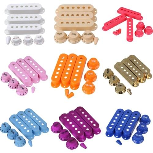 White Guitar Parts Set Switch tip Single coil Pickup Cover 1 volume 2 Tone Knobs