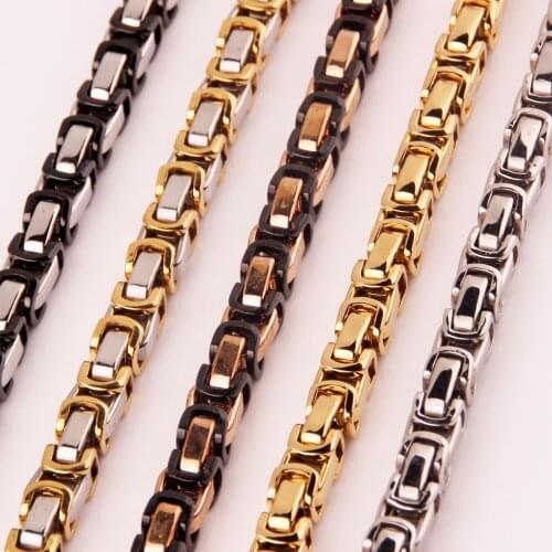 5/6/8mm 316L Stainless Steel Silver Color/Gold/Black/Rose Gold Color Byzantine Chain Mens Women Necklace/Bracelet