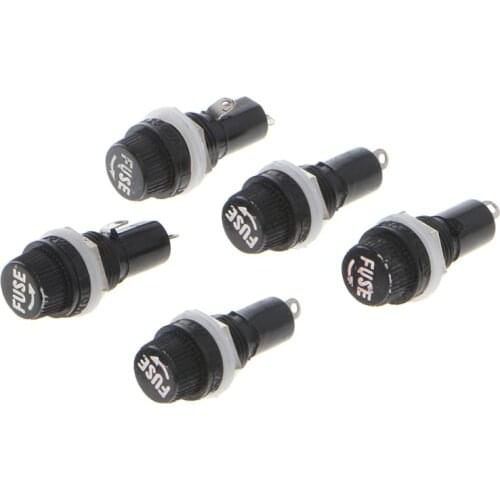 5 Pcs Panel Mount Chassis Fuse Holder for 5x20mm Glass Fuses 10A 250V