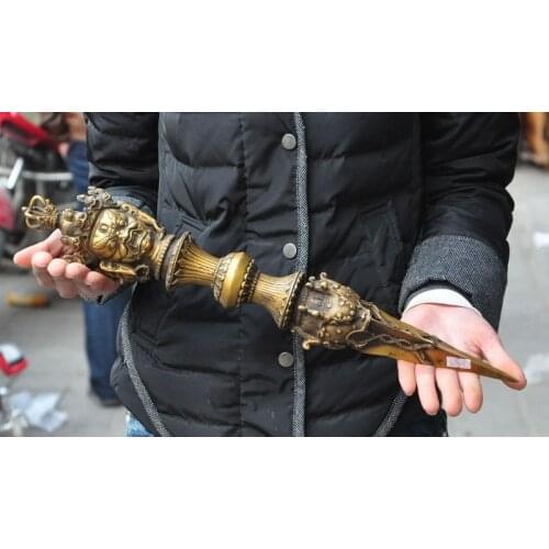 Tibet Buddhism Temple Bronze Mahakala Buddha Vajra Exorcism Phurpa Dorje Daggers
