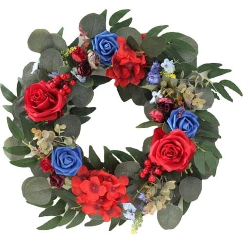 NHBR Artificial Rose Flower Wreath for Front Door Wall Window Wedding Party Farmhouse Home Christmas Thanksgiving Decoration