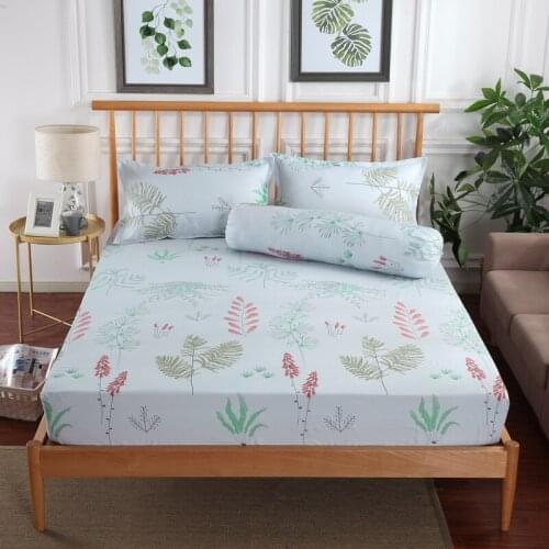 Red Rose Flower Fitted Sheet Pillowcase Set Rabbit Portrait Decorative Printed 1/3 Piece Bedding Decor Set Queen Size Bedspread