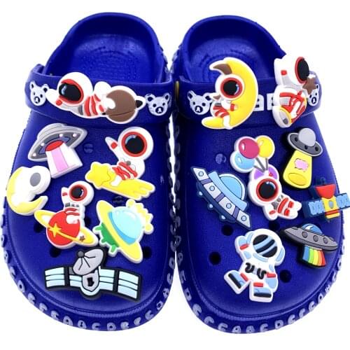 Hot 10PCS/Set Astronaut Series Shoes Charms Universe Decoration UFO Accessories For Croc Jibz DIY Buckles Boys Kids Party Gifts