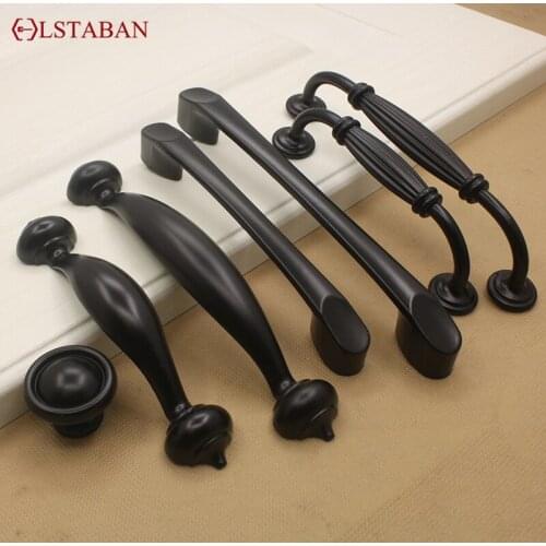 LSTABAN Black Handle Cabinet Wardrobe Door Handle American Modern Simple Drawer Shoe Cabinet Thicken Handle Kitchen Accessories