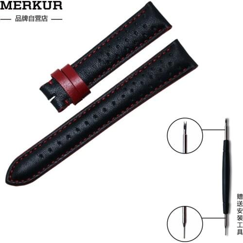 MERKUR 18mm 1963 Watch Leather Band Unisex Cowhide Business Strap Accessories Men For Pilots Chrono Wristwatch Replacement Belt