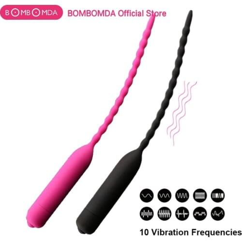 10 Modes Urethral Vibrator Male Masturbator Silicone Vibrating Penis Plug Urethral Sounds Dilators Products for Men Erotic Toys