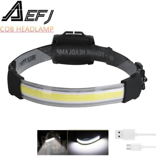 NEW COB Led Headlamp Built-in Battery Rechargeable Headlight Head Waterproof Lamp White & Red Lighting for Camping Working