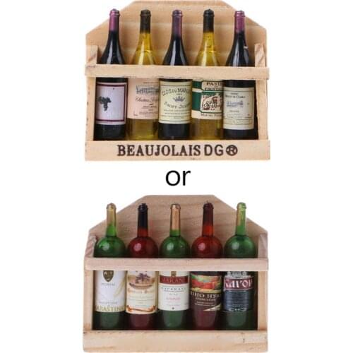 New Wooden three-dimensional simulation of five bottles fridge magnet Creative simple manual magnetic