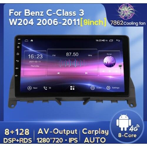 NEW! 6G 128G Android 11 Autoradio gps navigation multimedia for Mercedes Benz C Class 3 W204 S204 2006-2011 DSP Carpaly WIFI RDS