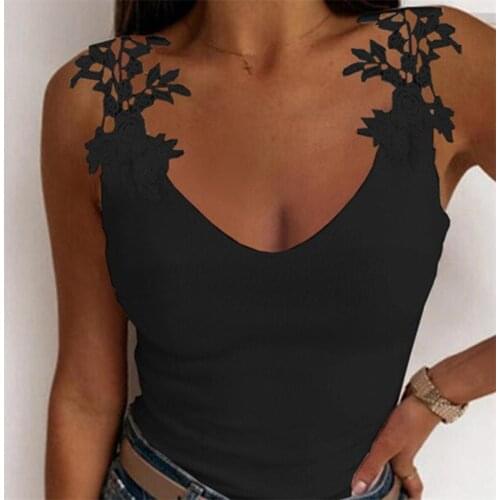 Solid Color Vest Top Sleeveless Shirts Women Blouses Lace Floral Tops Summer Streetwear Elegant Womens Casual Tanks