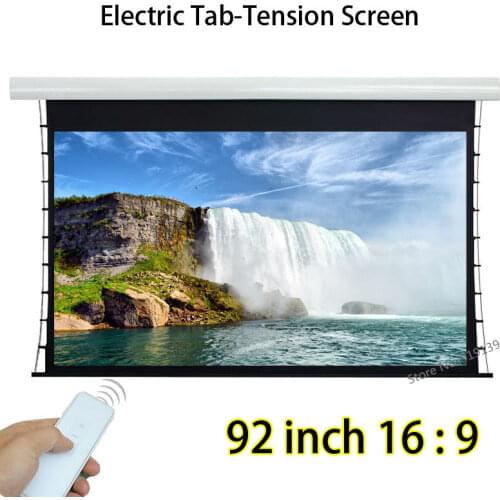 Flat Surface Tab Tension HD Projection Screen 92inch 2037x1145mm Viewable With 12V Trigger For Office Education