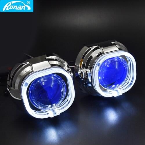 Ronan 3.0" Full Metal Bi-Xenon Super Projector Lens LED Shrouds 360 Red Green Blue RGB Demon Eyes Retrofit H1H4 H7 Car Headlight