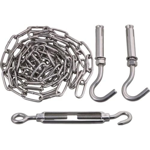 Silver Load 150KG 304 Stainless Steel M4 300CM Turnbuckle Chain Set for Outdoor Drying or Tightening