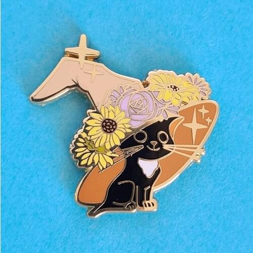 Wizard Sorting Hat Magic Flower Cat Enamel Brooch Pin Hat Bag Lapel Pins Badges Women Mens Fashion Jewelry Accessories