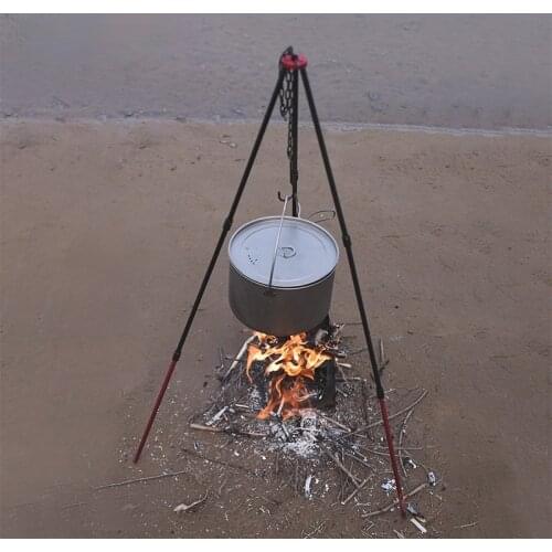 Camping Tripod for Fire Hanging Pot Outdoor Campfire Cookware Picnic Cooking Pot Grill Aluminum Alloy Stainless Steel Hook