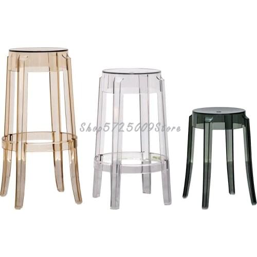 Nordic Transparent Bar Stool Acrylic High Stool Ghost Devil Bar Chair Color Bar Dining Table Chair