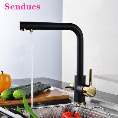 Filter Kitchen Faucet Senducs White Gold Kitchen Mixer Tap Healthy Drinking Pure Water Mixer Faucet Copper Filter Kitchen Faucet