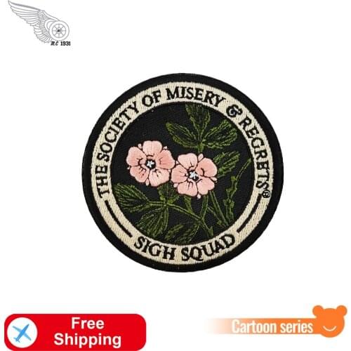 Misery Flower Embroidery Patches Iron on for Garments Clothes Badges Cartoon High Quality Sewing Patch Bags Shirts Appliques