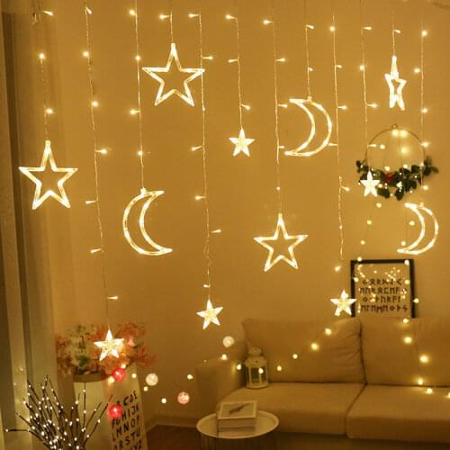 Moon Star LED Light String EID Mubarak Ramadan Decoration Islamic Muslim Birthday Party Decor Eid Al Adha Ramadan Eid Decor