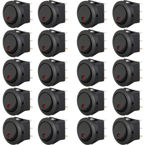 KSOL 20 x LED Display Toggle On/ Off Switch DC 12V 16 mm Red