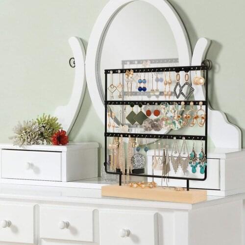 Triple-tiered Earring Organizer Jewelry Display Rack Stand - Dangle And Hook Earrings Hanging Showcase For Home Decor #G3