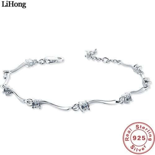 100% 925 Sterling Silver Bracelet AAA Zircon Amethyst Bracelet Womens Glamour Jewelry