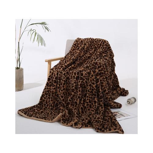 Leopard Zebra Printed Winter Warm Flannel Blankets for Beds Soft Plush Mink Faux Fur Coral Fleece Airplane Blanket Bed Cover