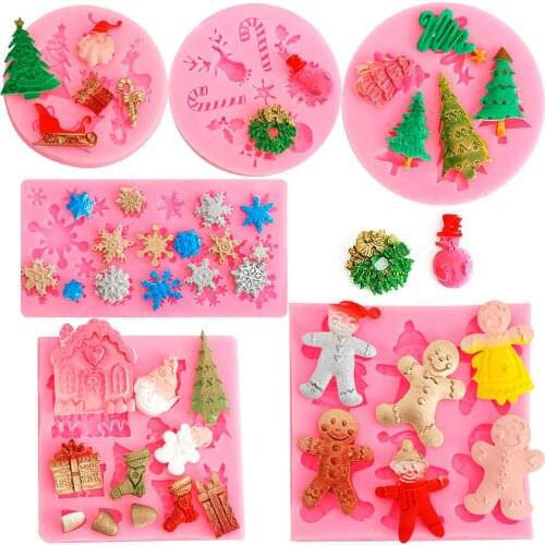 1pcs Christmas style series Silicone Cake Mold snowflake Cake Liquid Silicone Fondant Mold Western Food Cake Decoration Mold