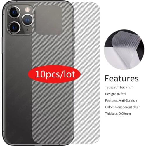 10PCS Carbon Fiber Back Film For IPhone 12 11 Pro Max 6 6s 7 8 Plus Transparent Protective Film For iphone 12 Mini SE2020 XS MAX