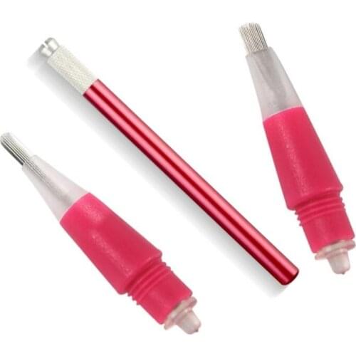 2 Sets 108 Pin Round/Flat Permanent Makeup Microblading Blade Tattoo Needle with Manual Pen
