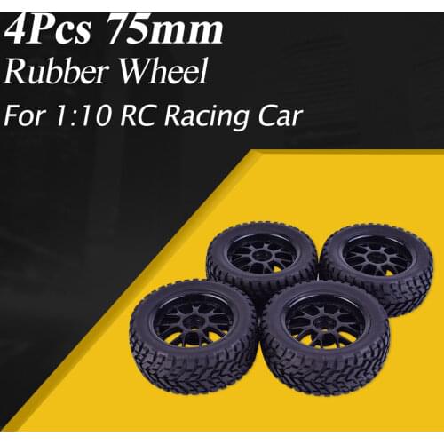 4Pcs 75mm Universal Rubber Rally Climbing Car Off-road Wheel Rim and Tires Hex For HSP HPI 1:10 RC Racing Car Accessories