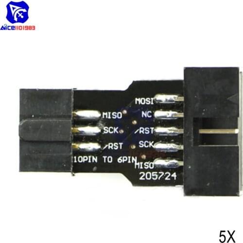 5Pcs/Lot 10Pin to 6Pin Adapter Board For AVRISP MKII USBASP STK500 Standard 10 Pin Turn 6 Pin Converter