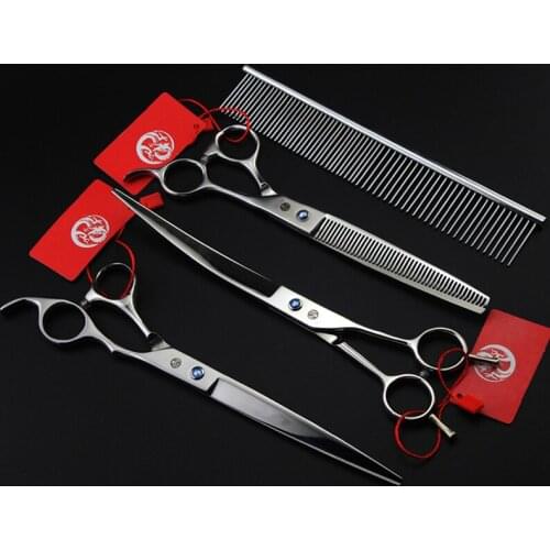 8" Silver Grooming Shears Pet Hairdresser Dog Grooming Scissors Cut Dog Scissors Professional Dog Grooming Kit