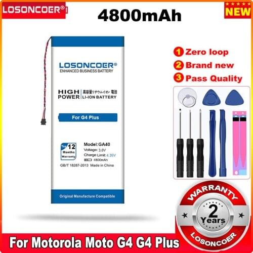 LOSONCOER 4800mAh GA40 Battery For Original Motorola Moto G4 Plus Battery XT1625 XT1622 XT1644 XT1643 XT1642 XT1640 SNN5970A