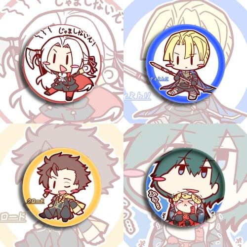 Anime Fire Emblem Three Houses Byleth Claude Dimitri Edelgard Funny Badges Pin 4 Pieces Schoolbag Backpack Decorate 5.8CM(2.3")