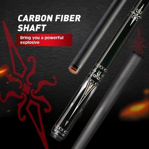 KONLLEN Billiards Pool Cue 12.9mm Tip Carbon Fiber Shaft Tecnologia 3*8/8 Joint Real Inlay Cue Stick 148cm Black With Extension