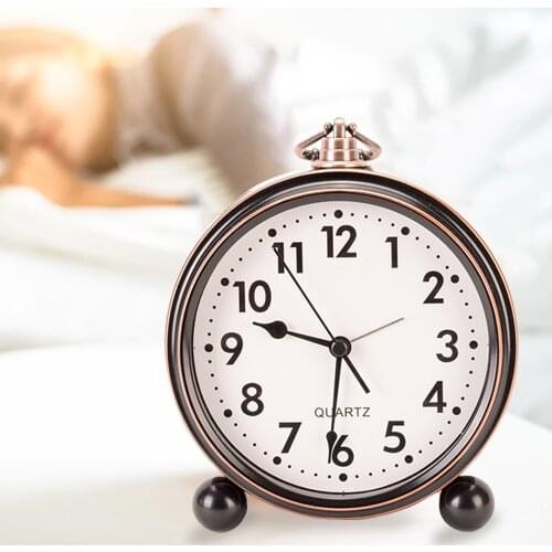 Retro Alarm Clock Cute Silent Pointer Clock Home Office Desktop Decor for Living Room Bedroom European Style Battery Operated