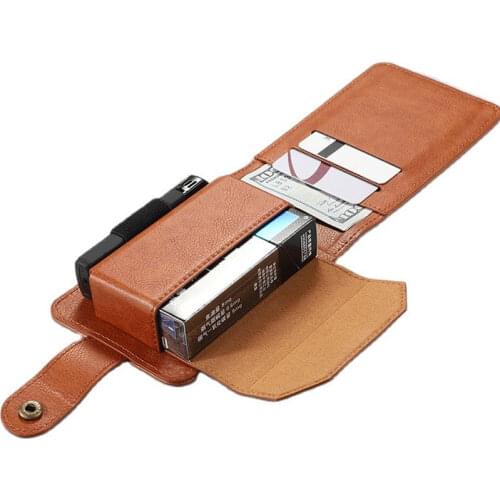 20 cigarettes Lighter case box Creative portable brown pu leather card wallet Anti-pressure protective case