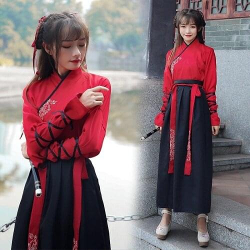 Men Women Chinese Traditional Hanfu Embroidery Festival Stage Performance Folk Dance Clothes Tang Dynasty Ancient Costumes