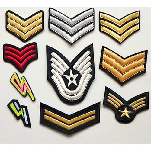 Star Epaulettes Embroidery Patch Iron On Patches Embroidered Soldier Rank Patchs Badge Appliques For Clothing Stickers CX421-430