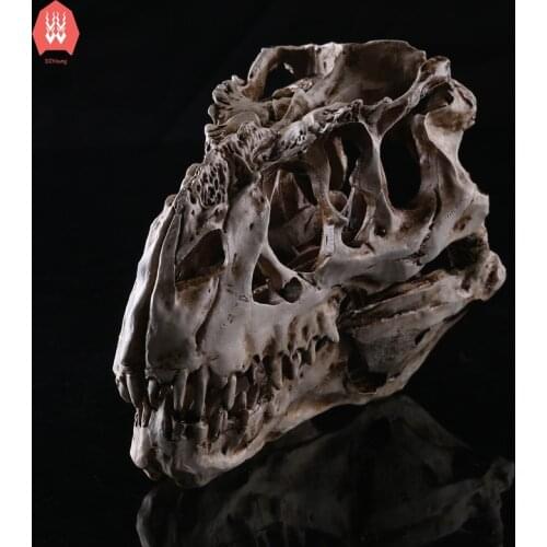 Creative Resin Tyrannosaurus Skull Skeleton Head Figurine Sculpture Dinosaur Craft Statues for Decoration Halloween Home Decor