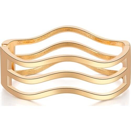 ORNAPEADIA Metallic Jewelry Creative Water Ripple Bangles Irregular Wavy Empty Bracelet for Women Luxury Jewelry
