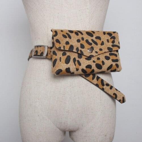 Fashion Street Show Leopard-print Horse Hair Mobile Phone Waistband Decorative Removable Belt Belt and Zero Wallet Girl