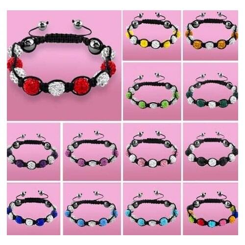 Can choose color!free shipping micro pave CZ Disco Ball Beads mix multicolor Bracelet fashion Gift for women crystal