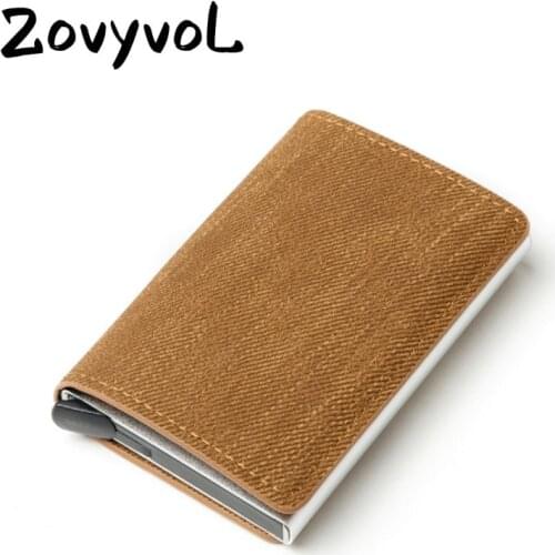 Men and Women Metal RFID Vintage Business Card 2020 Aluminium Box Crazy Horse PU Leather Fashion Card Wallet Credit Card Holder