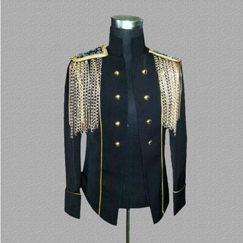 Tassel blazer men suits designs jacket mens stage costumes for singers clothes dance star style dress stand collar black red
