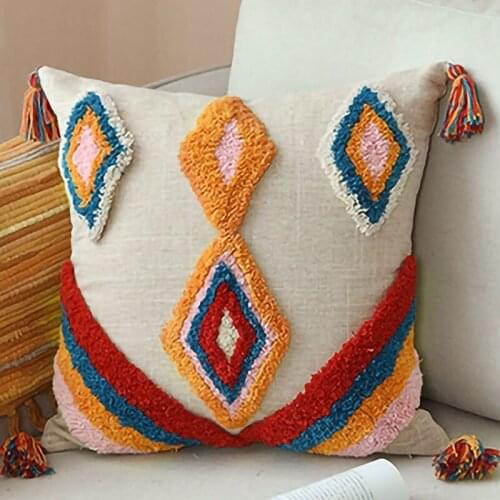 Cushion Cover Tassels Boho Style Ethnic Pillow Cover Handmade Luxury Moroccan Style 45X45cm A