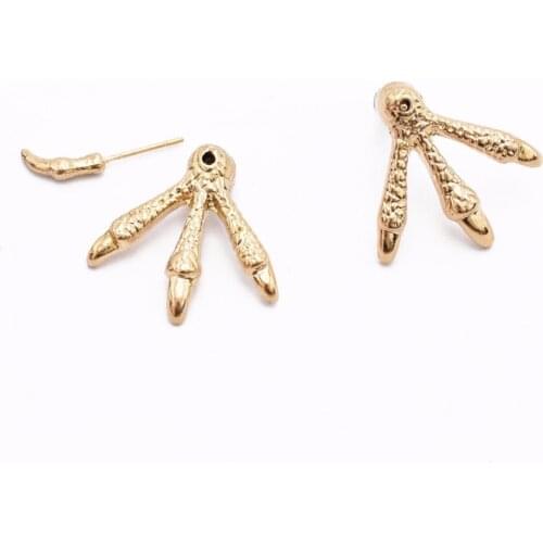 Punk Rock Hawk Claw Horns Gold Bronze Stud Earring Men Wing stud earrings Skulls Ear Studs Body Piercing Jewelry
