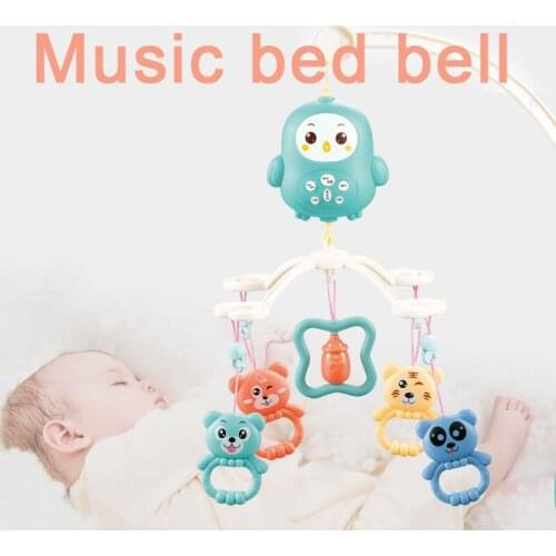 Rattles for baby Toys 0-12 Months Rotating Bracket Crib Bed Portable Music Projection Box For Babies Animation Head Learning Toy